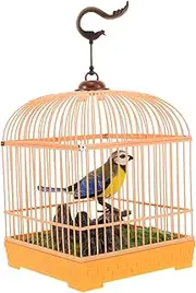 ifundom Singing Bird Toy Cage Electric Parrot Realistic Chirping Sounds Motion Activated Decorative Toy for Boys and Girls and Adults