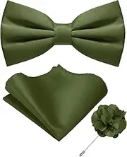 [JEMYGINS] Solid Color Pre-tied Bow Tie and Pocket Square with Lapel Pin Set Adjustable Bowtie for Men