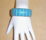 Very Pretty Blue & Green Striped Enamel Bangle Bracelet by Banana Republic w/Tag