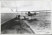 German U Boat hands over messages to sea plane 1910s OLD PHOTO