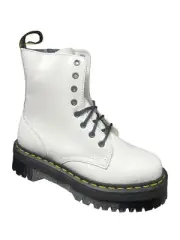 Dr. Martens NWT Jadon White Polished Smooth Leather Quad Retro Boots, 7 WOMEN