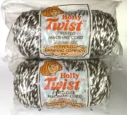 Vtg 2 Holly Twist Twisted Macrame Cord Brown and White 50 Yds Each 6mm