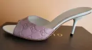 NEW GUCCI WOMEN'S ALEPPO PEEP TOE SLIDES/ SANDALS SIZE 7.5