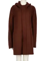 Brown Wool Hooded Coat