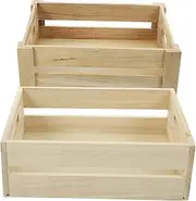 ETHZZLE Wood Craft Crate Storage Crate Medium Wooden Storage Boxes Home Organization Decor Container