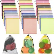 Funtery 24 Pcs Mesh Bags Drawstring Mesh Laundry Bag Basketball Soccer Bag St...