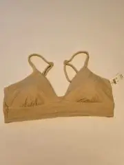 NW American Eagle Aerie Gold Sparkle Triangle Bikini Bathing Suit Top Adjustable