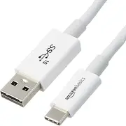 Amazon Basics USB-C to USB-A 3.1 Gen 2 Adapter Fast Charging Cable, 10Gbps High-Speed, 0.9 meters, White