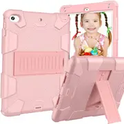 Silicone+PC Case 3-Layer Anti-fall Protective Cover Tablet Stand For iPad Mini 4 5-1rose gold