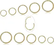 [Sanfenly] 10 Pcs 6-14mm 316L Steel Nose Rings Septum Piercing Cartilage Hoops 16G 18G Segment Ring Body Piercing Nose Hoop Lip Rings Helix Earrings For Women Men