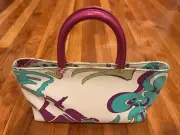 EMILIO PUCCI Canvas & Purple Leather Tote HandBag NWT ITALY