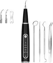 oolong 5-Mode Dental Plaque Remover, Rechargeable Tartar Cleaner with 4 Heads & LED Light, Waterproof, Portable Teeth Cleaning Kit for Home/Travel