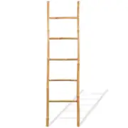 Towel Ladder Blanket Rack Bamboo Leaning Bathroom Clothes Dryer Hanger 5 Rungs