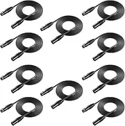 NEEWER 10 in 1 Mega Value Pack with 6.5 Feet / 2 Metres DMX Stage Light Cable Wire 3 Pin XLR Male to Female Connector for Moving Main Light PAR Light Headlamp with XLR