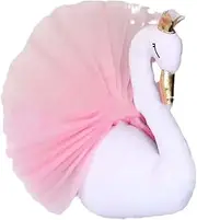 LJHNICEGOING 3D Filled Animal Head Wall Decor – Elephant or Swan Head for Girls' Room, Kids' Bedroom Wall Art, European Style, Animal-Themed Bedroom Decor, Unique Hanging Decoration