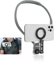 BRDRC Neck Phone Holder Mount (with Anti-Vibration Chest Strap), POV/Vlog Magnetic Selfie Mount for Magsafe iPhone 15 14 13 12 Pro Max Mini Plus, Chest Stand Strap Video Recording for Android Galaxy