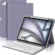 [SENGBIRCH] Keyboard Case for iPad Air 13inch (M3/M2, 2025/2024), Rechargeable Pen Holder Case for iPad Air 13 Keyboard, Detachable Bluetooth Magic Keyboard for Air 13inch 2024 Smart Cover, Gray-Purple