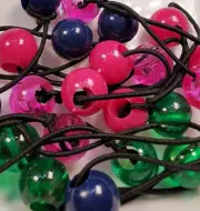 Pink green ELASTIC PONYTAIL HOLDER BEAD GIRL HAIR SCRUNCHIE KNOCKER BALL