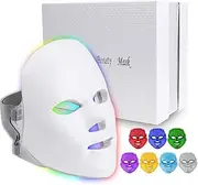 Led Face Mask Light Therapy, 7 Led Light Therapy Facial Skin Care Mask - Blue & Red Light for Acne Photon Mask - Korea PDT Technology for Acne Reduction