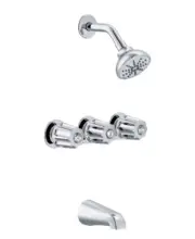 GERBER, G074803083, CLASSICS THREE METAL FLUTED HANDLE TUB AND SHOWER FAUCET,...