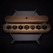 COMBO / Natural Black Obsidian Dice Set & Wooden Box Combo / Dice Set of 7