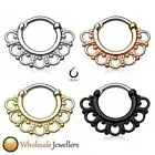 1pc New Titanium Septum 16G Hinged Clicker Daith Nose Ring Hoop Body Piercing