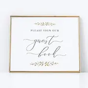 Please Sign our Guestbook Sign for Weddings 8x10 Pearl with Gold Accents Printed on Professional Thick Pearlescent Cardstock Wedding Decoration UNFRAMED Elegant Style