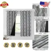 Elegant 45 Inch Thermal Insulated Blackout Curtains, Set of 2 - Grey Grommet