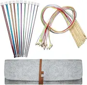 Snblzhef Tunisian Crochet Hooks Set with Case: 24pcs Tunisian Crochet Bamboo Hooks Set with Cable Afghan Crochet Aluminum Hooks