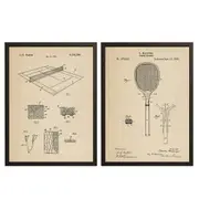 [Namly Design] Patent Drawing Poster - Tennis and Court / Set of 2