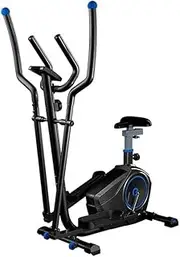 Magnetic Elliptical Machineith W/LCD Monitor Trainer Pulse Rate Grips Dual Trainer 2 in 1 Cardio Home Office Fitness Workout Machine Portable