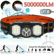 Super Bright Head Torch Headlight LED USB Rechargeable Headlamp Camping Fish #T