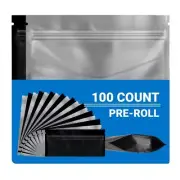 Loud Lock Mylar Bags 100 Count - Preroll Black/Clear Zip Seal Bags