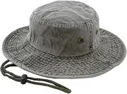 [The Hat Depot] 300N1510 Wide Brim Foldable Double-Sided Outdoor Boonie Bucket Hat (L/XL Khaki)