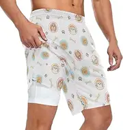 [ZZXXB] Cute Puppy Dog Footprints Bones Athletic Shorts for Men with Pockets 2 in 1 Quick Dry Running Shorts S-3XL