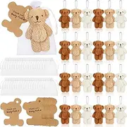 24 Sets Mini Bear Stuffed Plush Bear Baby Shower Decorations Tiny Bear Soft Bear Doll Stuffed Animal Toys with Thank You Tag and White Organza Bag for Boy Girl Guests Birthday Party Favors Return Gift
