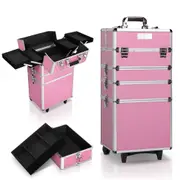 7 in 1 Portable Cosmetic Suitcase Trolley - Pink