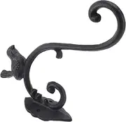 Stylish Iron Outdoor Hanging Bracket Wall Hook for Bird Feeder Lantern Wind Chime Flower Basket - Heavy Duty Plant Hanger for Indoor Outdoor Garden, Black