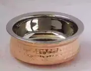 Hammered Shape Steel & Copper Handi For Serving Tableware 1200ml