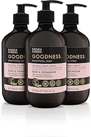 Baylis & Harding Goodness Rose & Geranium Natural Hand Wash 500ml - Pack of 3 - Vegan Friendly