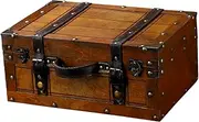 Vsenkes Vintage Design Wooden Suitcase Trunk with Handle Multipurpose for Receipts, Photos Elegant Decorative Luggage Jewelry Chest
