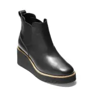 Cole Haan Women's Zerogrand City Leather Wedge Boots Black Size 5.5