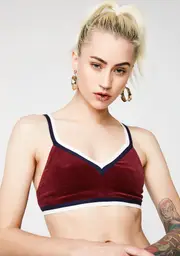 FENTY PUMA By Rihanna Wine V Neck Velour Crop Top