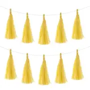 15Pcs Light Yellow Tassel Garland Banner with Rope