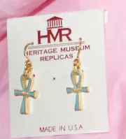Heritage Museum Replica Egyptian Ankh Earrings & Necklace Set NEW