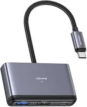 USams 5-in-1 USB C Hub Multiport Adapter with 60W PD Charging, 2 USB-A Data Ports, Type C Hub SD Card and Micro, for MacBook Pro, New Mac Air/Surface, Chromebook, iPhone 15 Series, androind