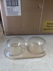 Target Bullseye Cloche Board Tray with 2 Glass Dome Lid Food Safe Display-12 Set