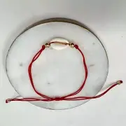 NEW Shell Bead 14k Gold Plated Round Beads & Red Thread Anklet