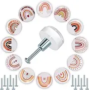 Roowest 12 Pcs Boho Dresser Knobs Round Soft Rubber Boho Drawer Pulls Rainbow Drawers Decorative Dresser Knobs for Girls Boys Kids Pull Handle for Nursery Closet Cabinet Furniture