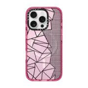 iPhone 16 Pro Impact Case MagSafe Compatible Ab Outline Grid on Side Black Transparent